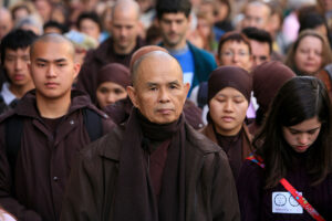 Thich Nhat Hanh - walking meditation with Plum Village - living the Five Mindfulness Trainings